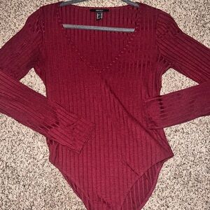 Burgundy long sleeve bodysuit
